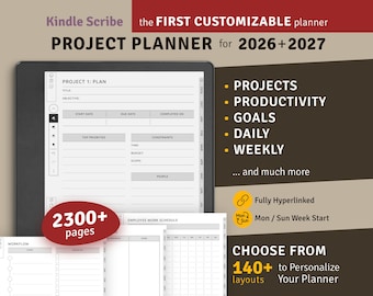 2026 + 2027 Project Planner for Kindle Scribe: Hyperlinked PDF Bundle