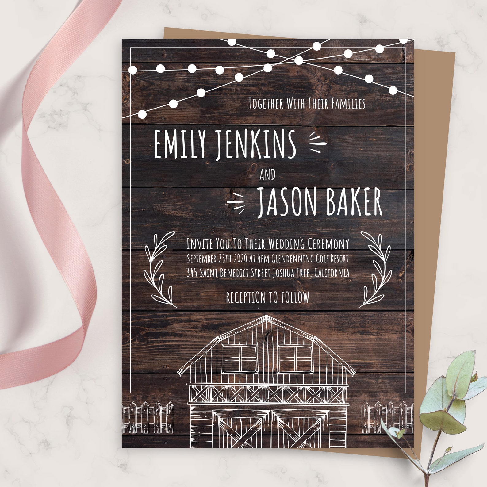 Wedding Invite Rustic Wood Planks Wedding Invitation Etsy