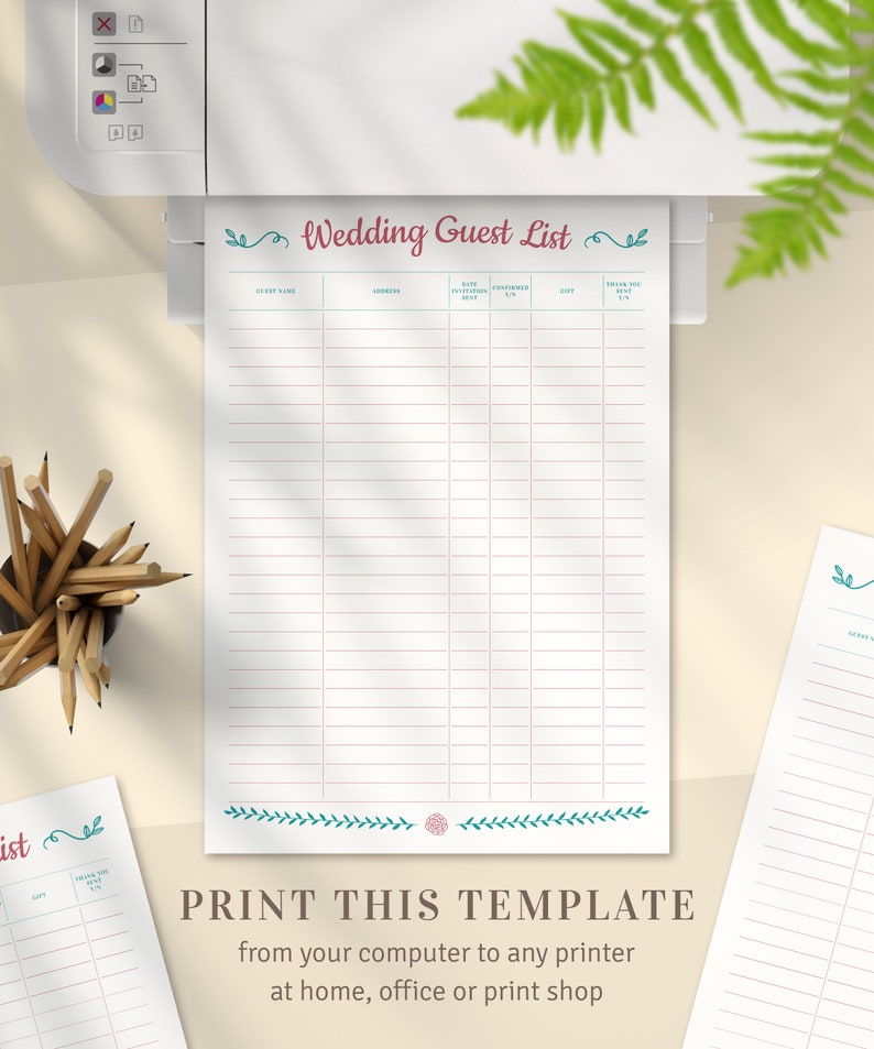 printable wedding guest list planner printable wedding guest list planner