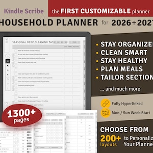 Planificador del hogar Kindle Scribe 2026 + 2027: Limpieza, presupuesto, rutinas (PDF con hipervínculos)