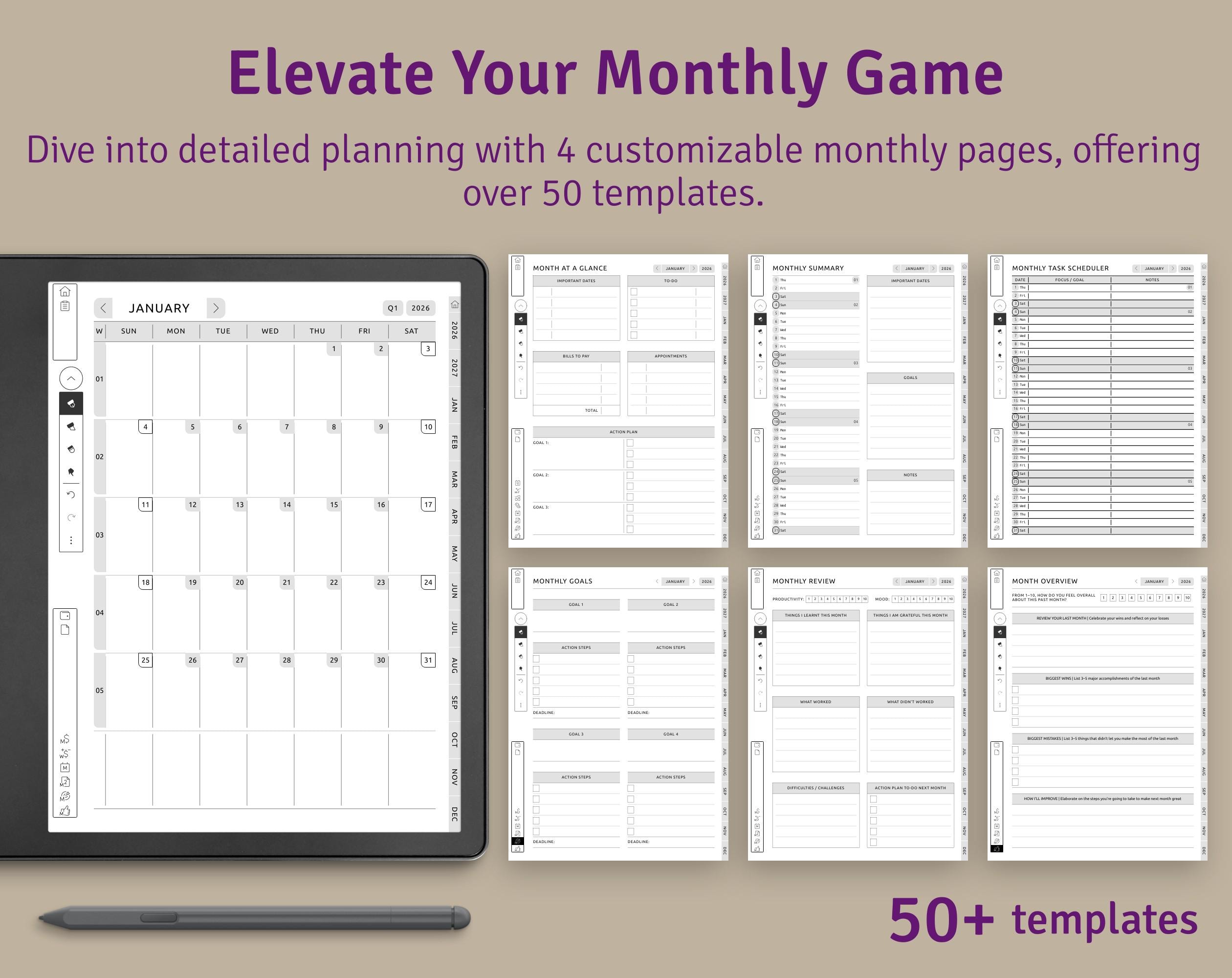 Kindle Scribe Monthly Planner 2026-2031: Hyperlinked Digital 