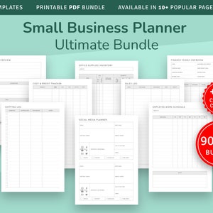 Small Business Planner Ultimate Bundle, 90+ Printable Templates for Project, Budget, Work, Social Media Content Managing + 40 Custom Covers