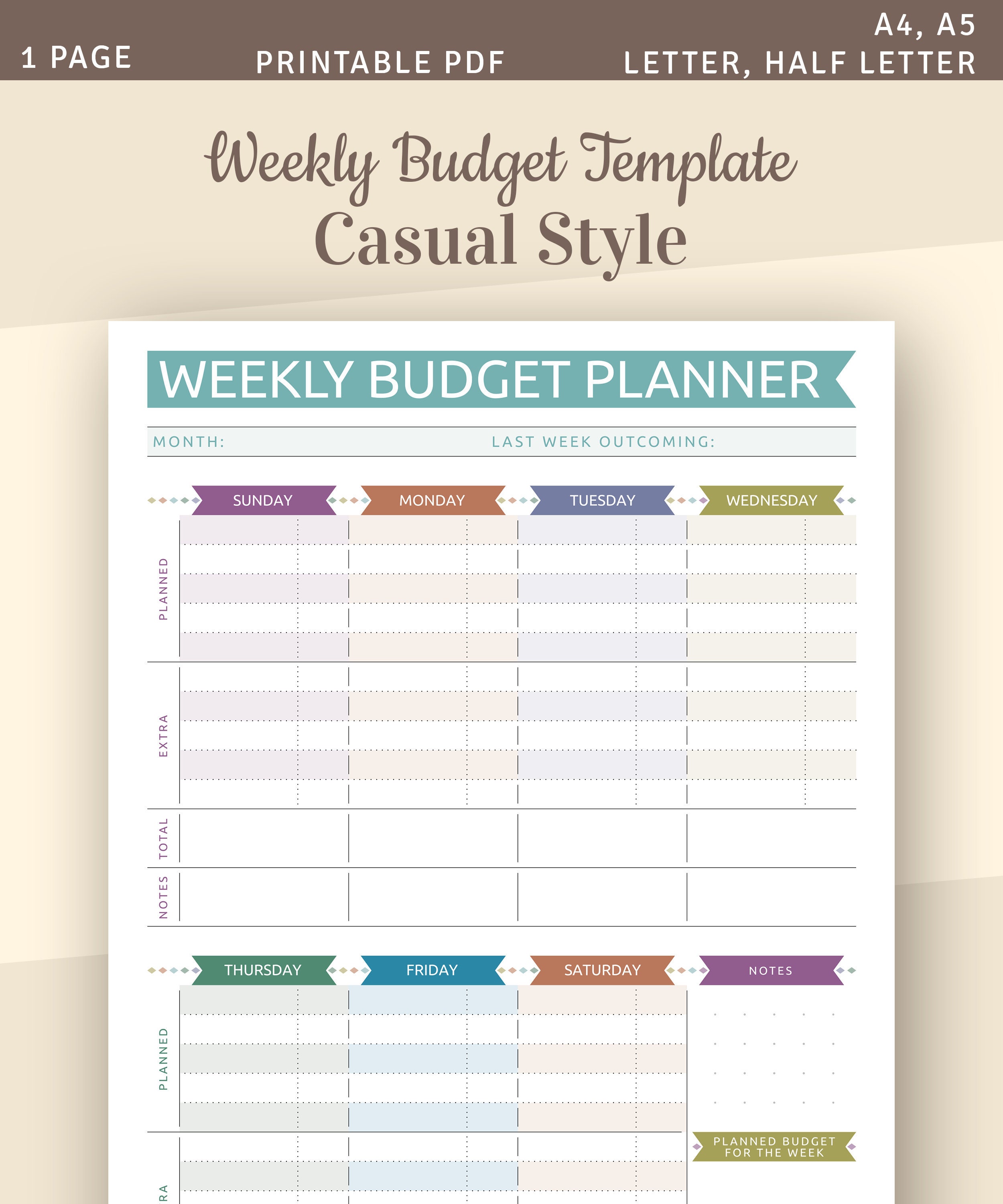 Free Weekly Budget Planner Template