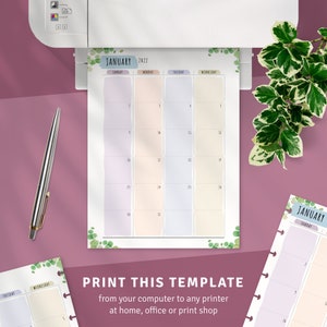 Monthly Happy Planner Calendar Insert, Printable MO2P Template for ...