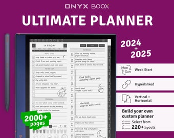 2024 + 2025 Onyx BOOX - Ultimativer Planer, Hyperlinked Digital Planner Bundle, Digital Download PDF Template für Boox Note Air Tablet