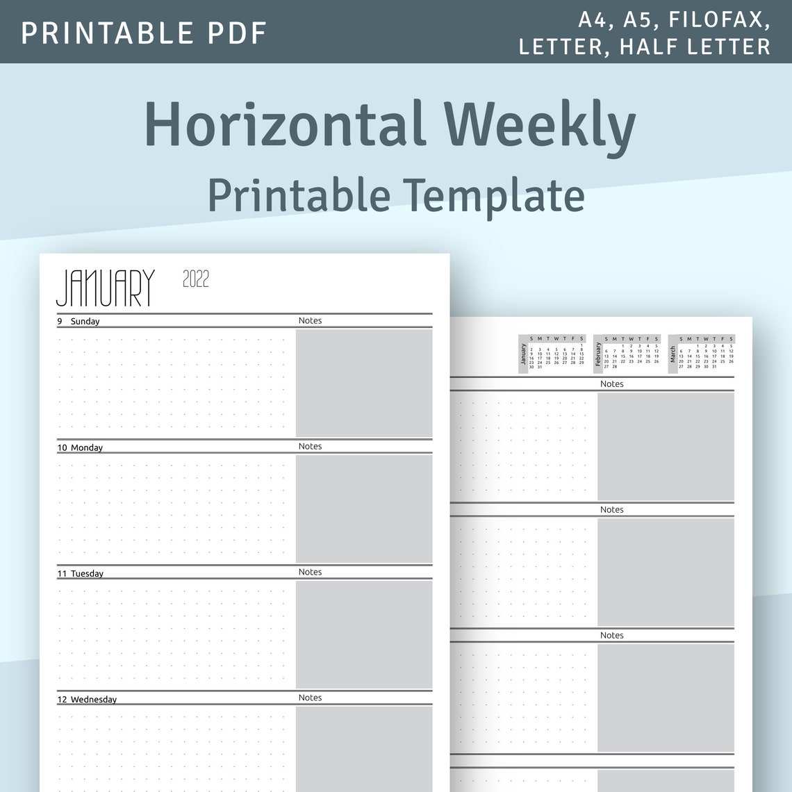Weekly Planner With Calendar 2021 Weekly Planner Template - Etsy