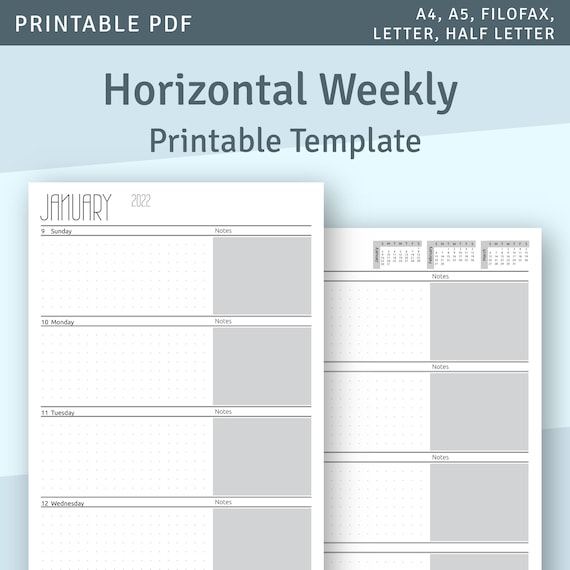 Weekly Planner With Calendar, 2021 Weekly Planner Template, Sunday Start  Weekly Agenda, Instant Download Printable PDF - Etsy