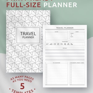 Travel Planner, Printable Vacation Planner Kit, Travel Log, Itinerary ...