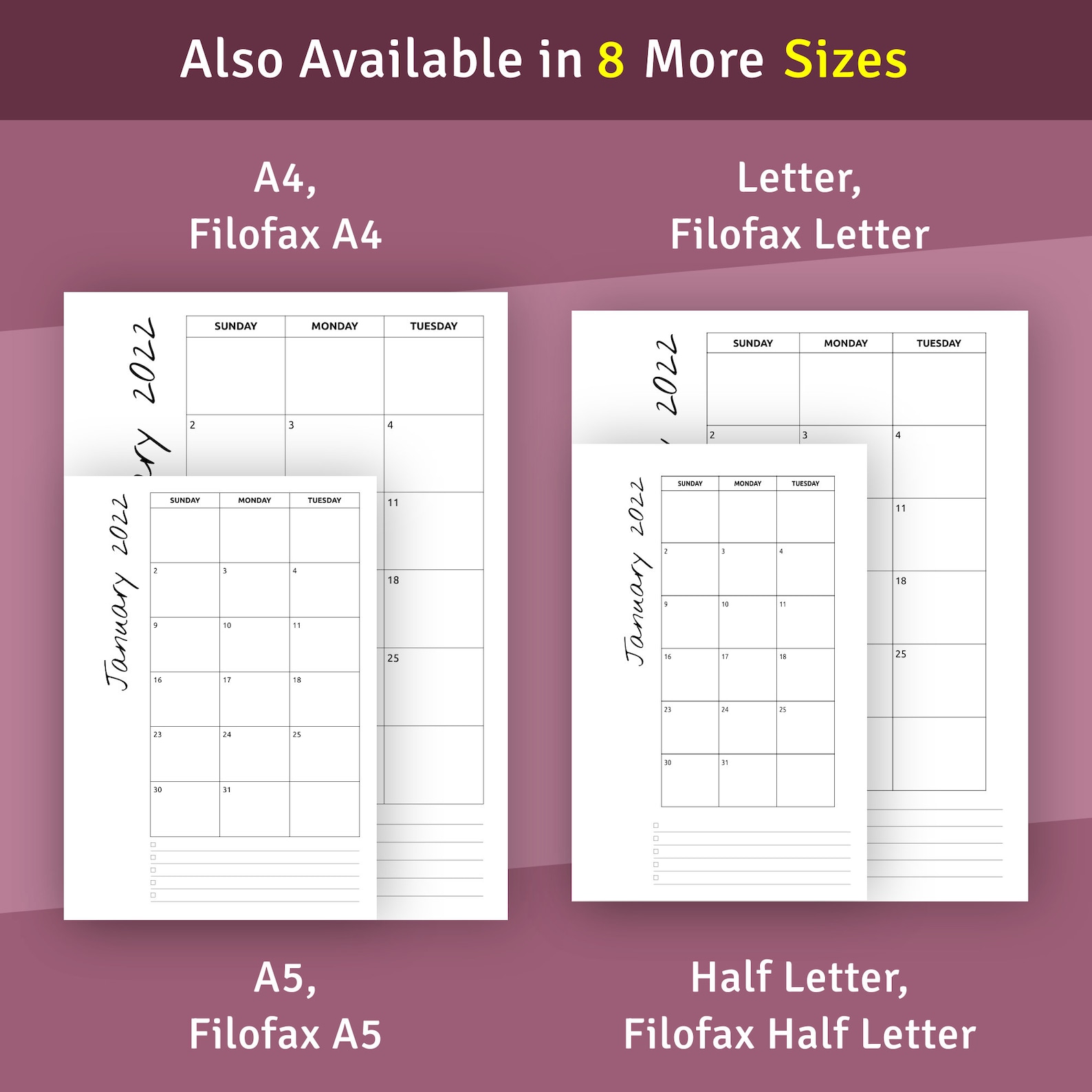 Minimalist Monthly Calendar Printable Template for Happy | Etsy
