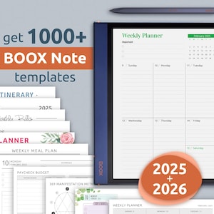Onyx Boox Note Air, Tab Ultra 2025 + 2026 Templates Bundle. Planners, Calendars, Daily, Weekly Journals, Meetings, Projects, To-Do, Budget