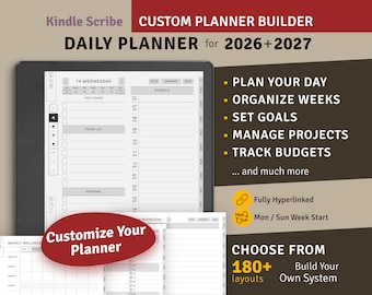 Digital Daily Planner 2026–2027 | Hyperlinked PDF for Kindle Scribe Tablets