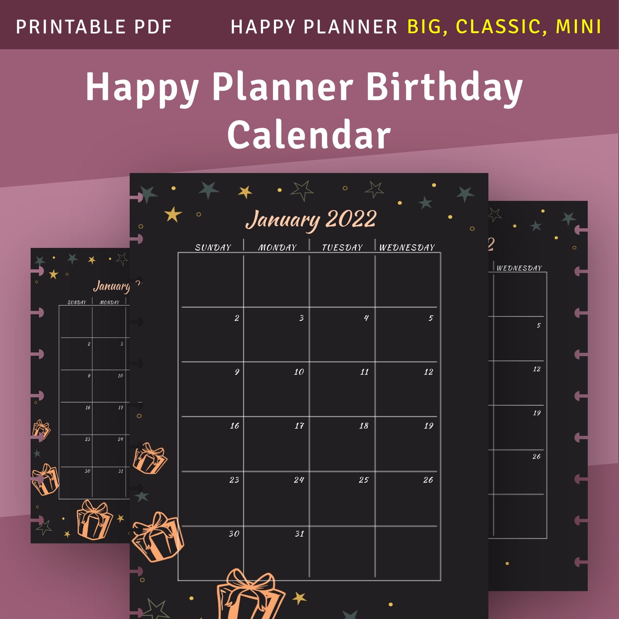 Monthly Birthday Organizer Template for Happy Planner Classic - Etsy
