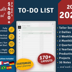 Plantilla de lista de tareas pendientes 2026 + 2027 para reMarkable 2, Paper Pro (PDF)