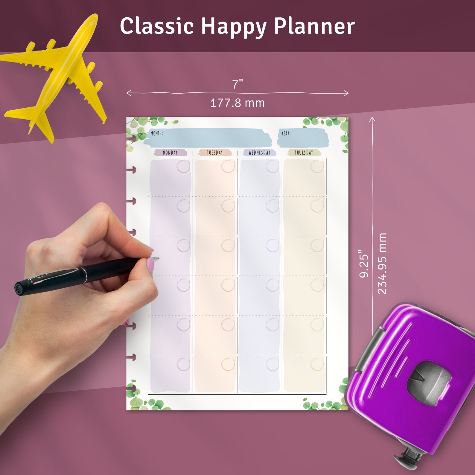 Happy Planner Undated Monthly Calendar Template Printable | Etsy