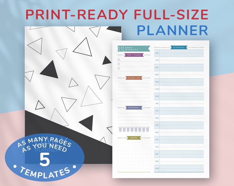 2022 Daily Planner Printable Agenda Inserts Day Organizer Etsy