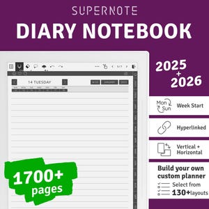 2025-2026 Supernote Diary Notebook: Hyperlinked Ruled Journal (PDF Template)