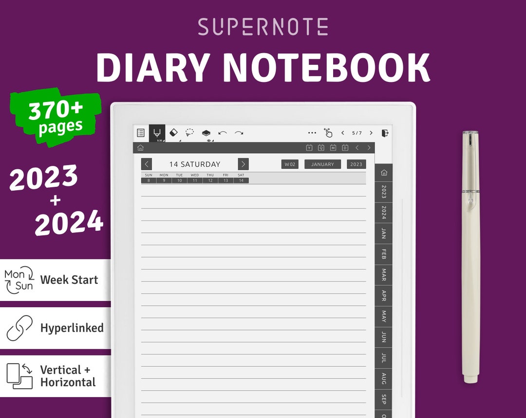 2023 2024 Supernote A5x A6x Diary Notebook 365 (Instant Download) Etsy