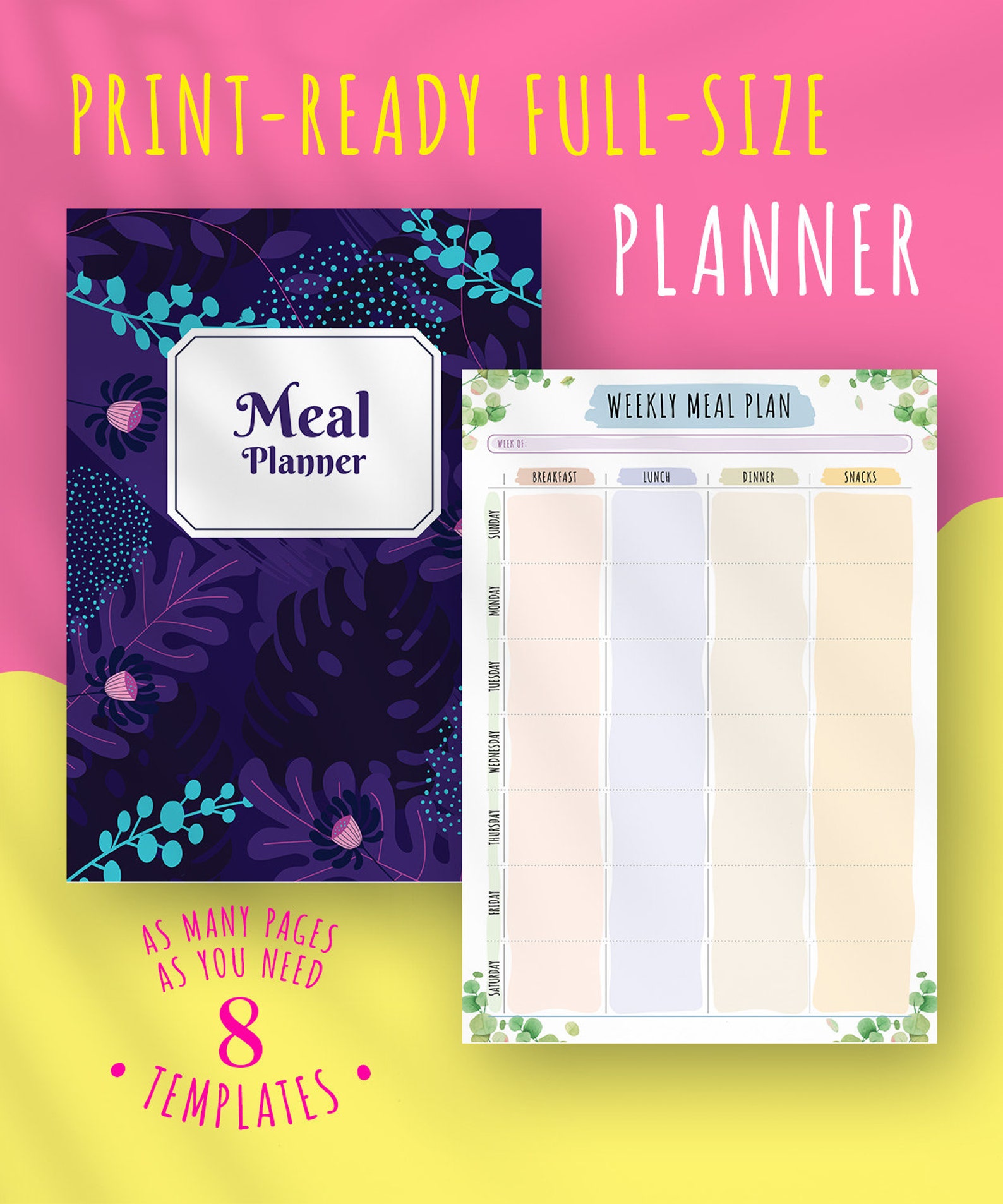 Weekly Meal Planner With Grocery List Kitchen Stationary - Etsy