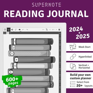 Supernote Reading Journal 2024 - 2025, Digital Hyperlinked PDF, Supernote A5X / A6X Templates