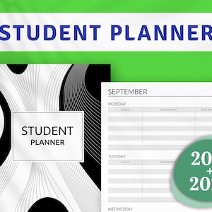 Student Planner Printable, 2024 2025 Editable School Planner, Personalized Academic Study Planner, A4, A5, Letter, Half Letter size PDF
