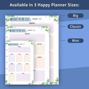 Cute Weekly to Do List Template for Happy Planner Classic / Big / Mini ...