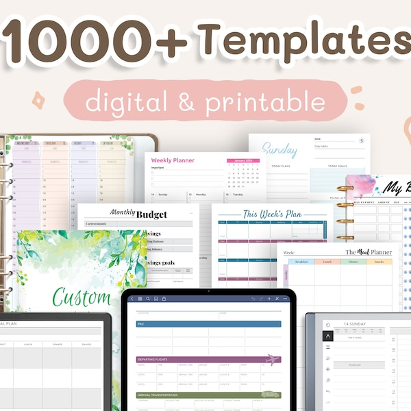 2024 + 2025 Digital & Printable Planner Templates: Daily, Weekly, Calendars, Budget, Meal, To-do, etc., for iPad (GoodNotes), reMarkable ...