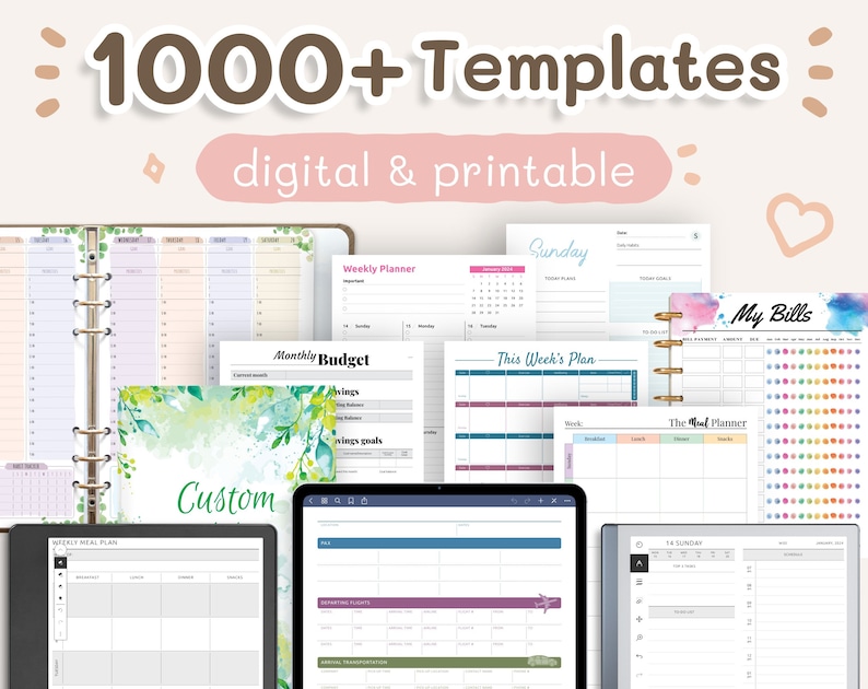 2024 2025 Digital & Printable Planner Templates: Daily, Weekly, Calendars, Budget, Meal, To-do, etc., for iPad GoodNotes, reMarkable ... image 1