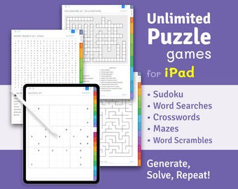 iPad-pusselspel: Obegränsat med Sudoku, Korsord, Labyrint (Hyperlänkad PDF)