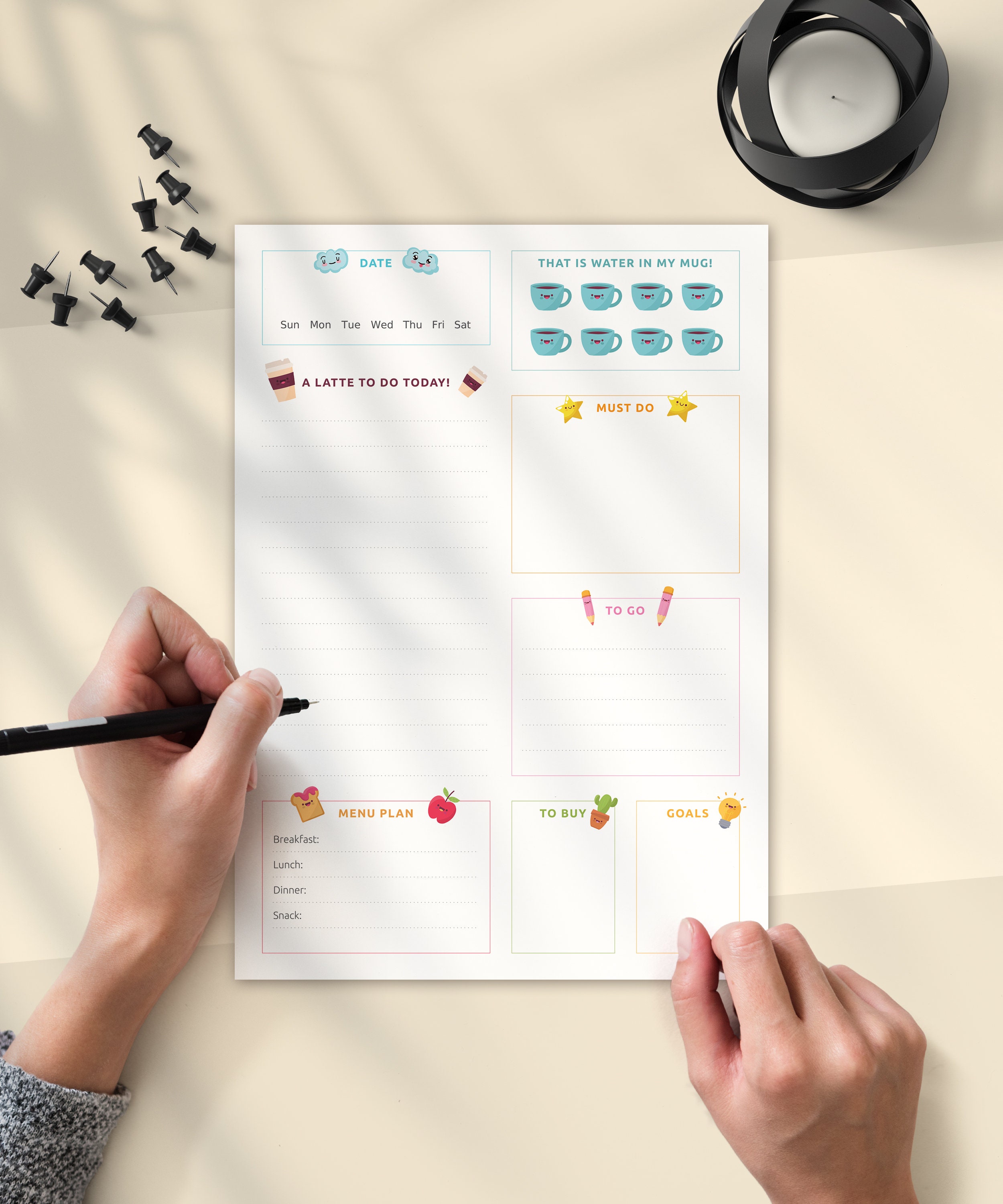 Cute Daily Planner With to Do List Daily Agenda Template - Etsy
