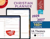 Digital Christian Planner: Bible Study Journal, 10+ Color Themes (Hyperlinked PDF)