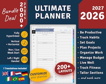 Digital Planner 2026–2027 | Hyperlinked PDF for reMarkable 2 & Paper Pro