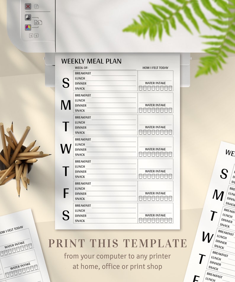 Weekly Meal Plan Printable Meal Schedule Template Instant | Etsy