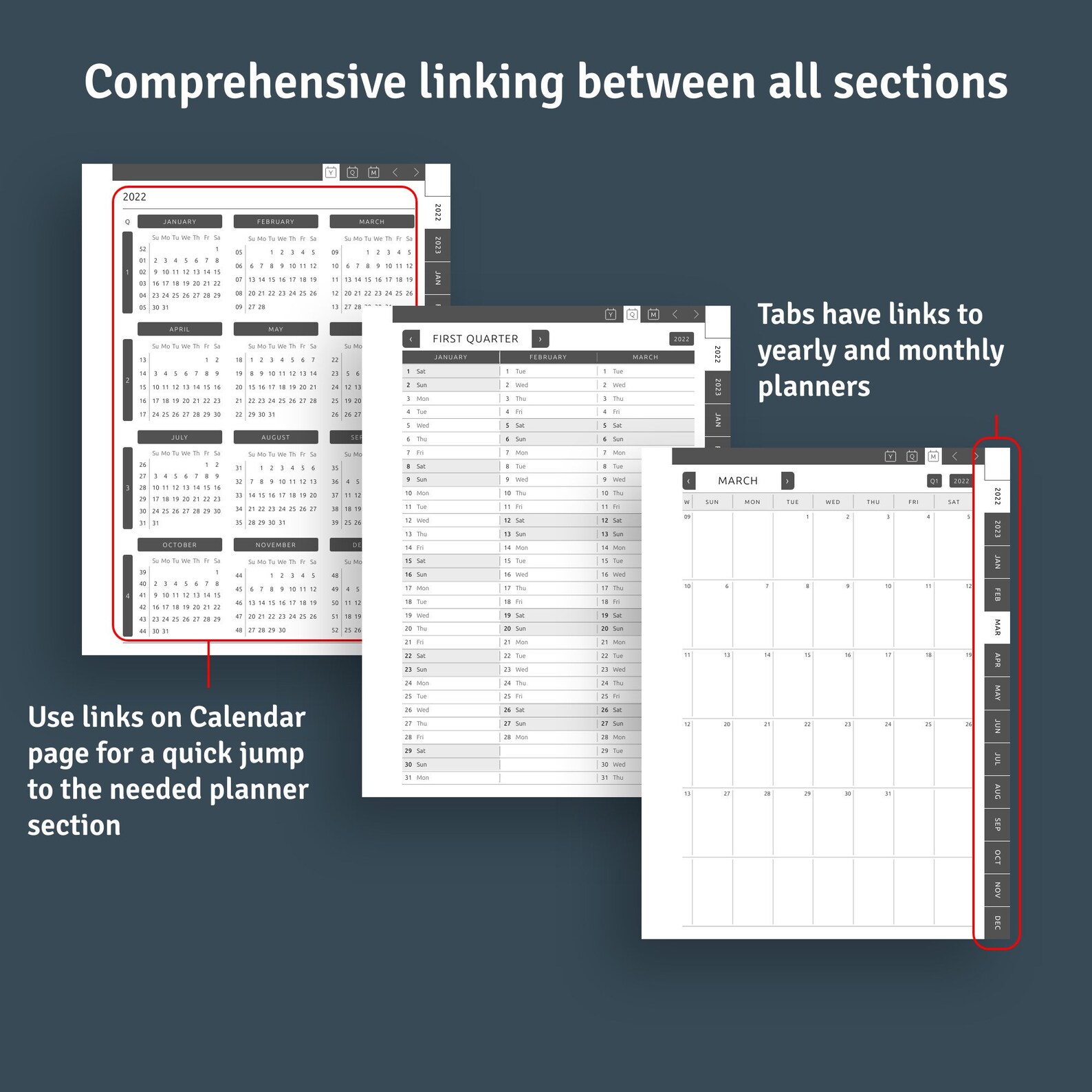 Remarkable Monthly Calendar Template Hyperlinked PDF Etsy Remarkable Monthly Calendar Template Hyperlinked PDF Etsy