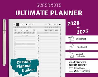Digital Planner 2026+2027 | Hyperlinked PDF for Supernote Tablets