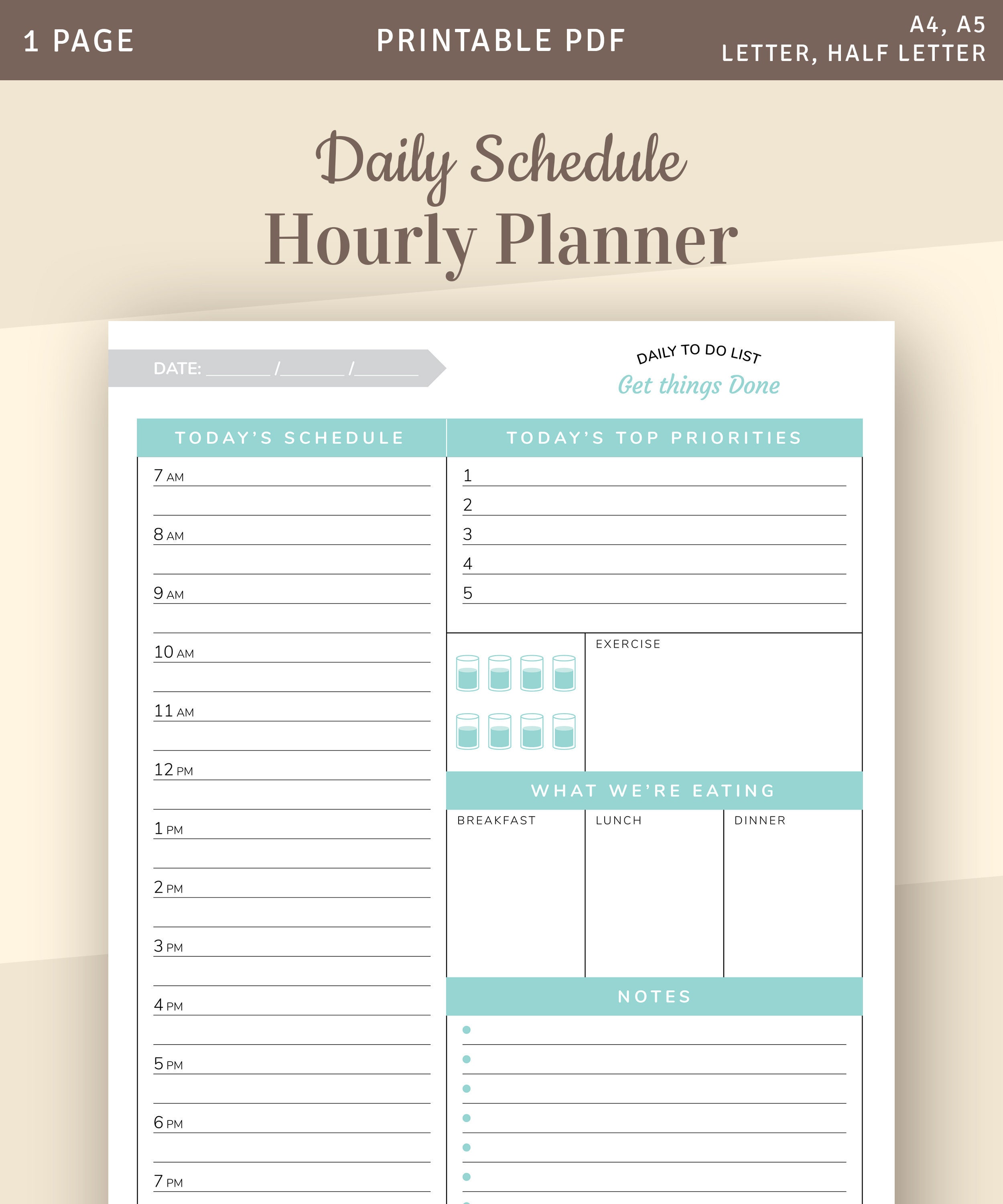 Daily Planner 2021 Daily Planner Printable Template With Top - Etsy