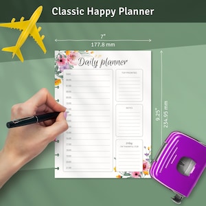 Daily Hourly Happy Planner Template, Printable Inserts for Happy ...