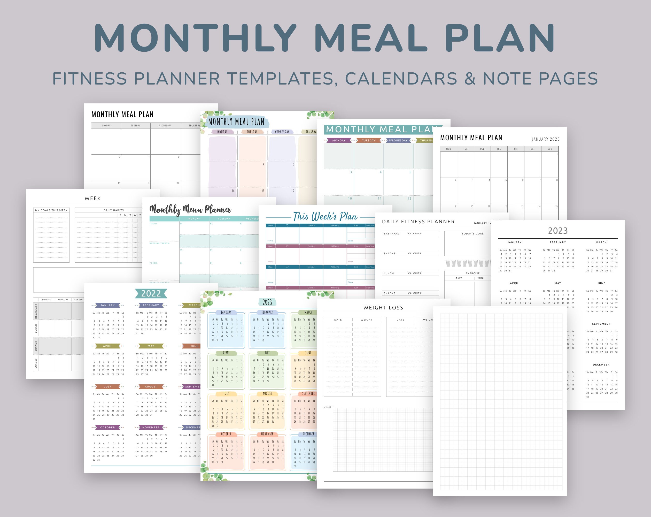 2024 2025 Meal Planner Templates Pack 65 in 1 Bundle, Meal Plan, Food  Diary, Daily Menu, Grocery List, Kitchen Inventory Printable PDF - Etsy