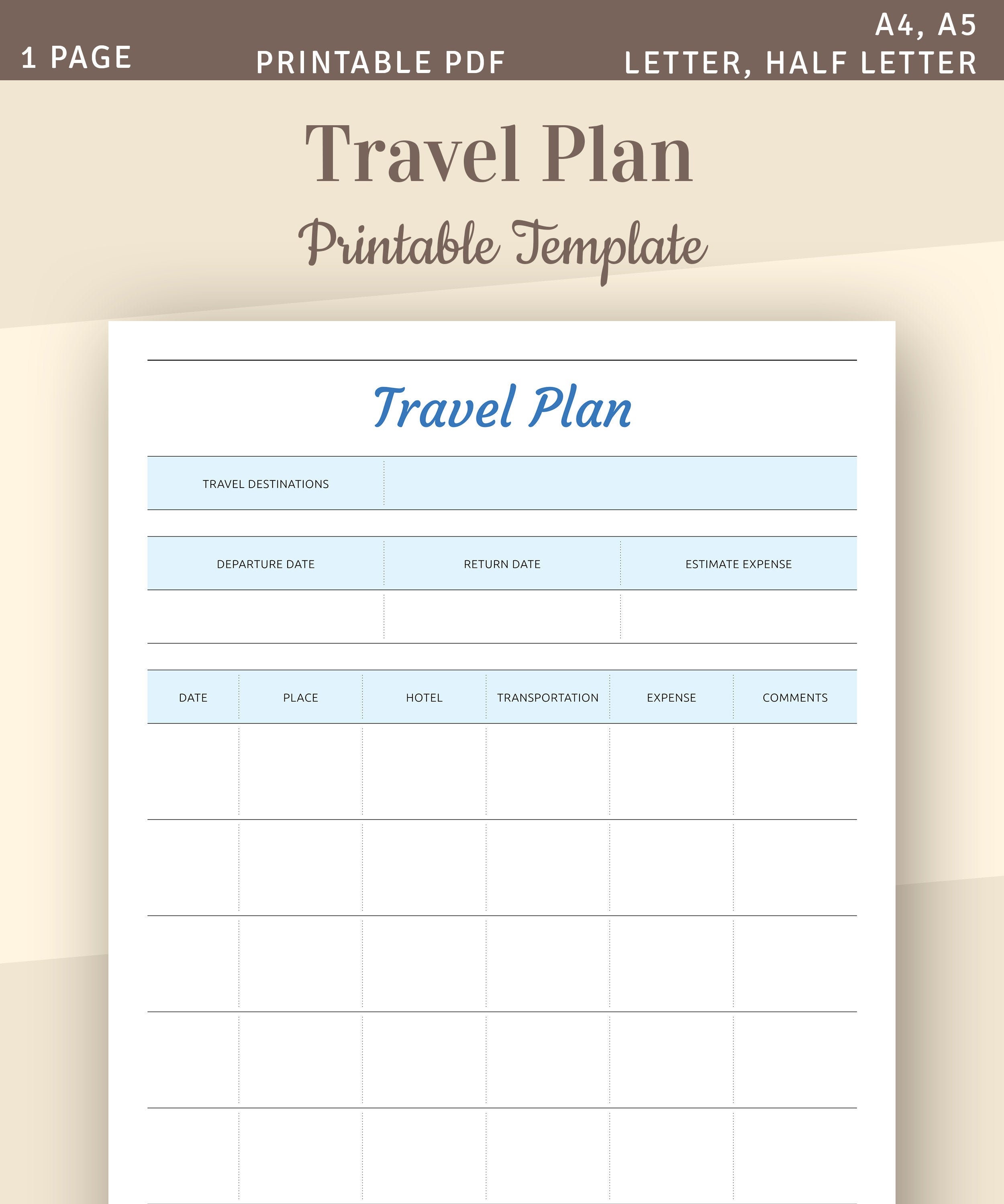 Travel Planner Printable Vacation Planner Template Trip - Etsy