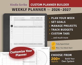 Kindle Scribe Weekly Planner 2026 + 2027: Hyperlinked Digital PDF Template (Digital Download)