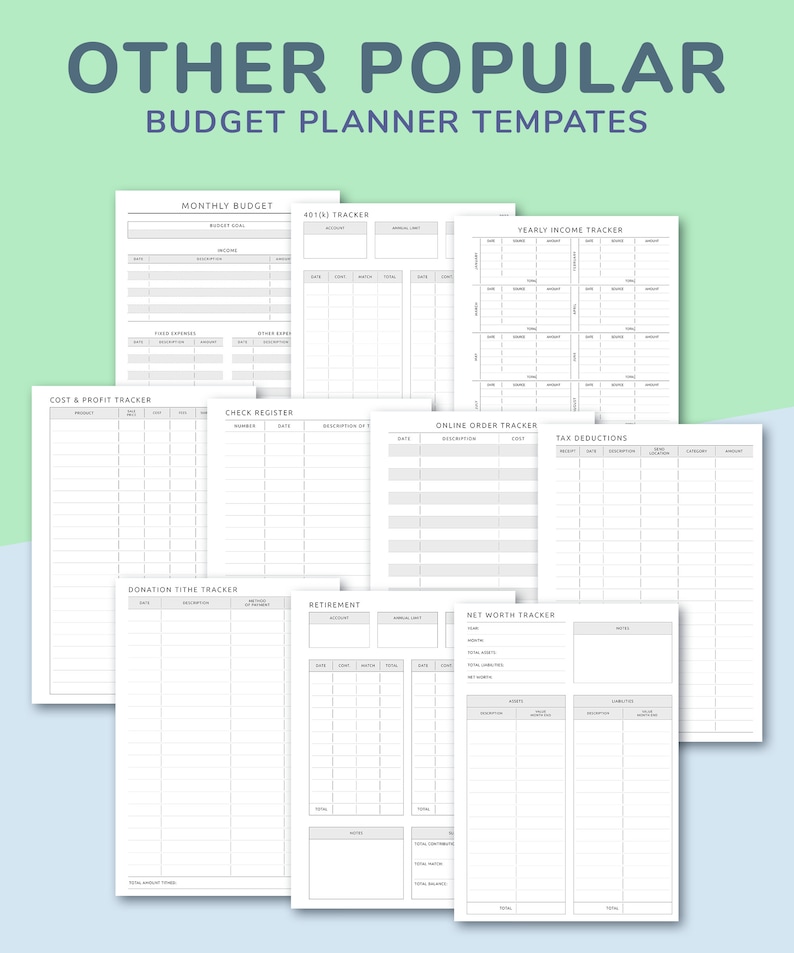 Budget Planner Kit, Printable Budget Planner Templates 90in 1 Bundle, Monthly Budget, Bill Tracker, Expense Tracker, Money Saving Challenge Bild 6