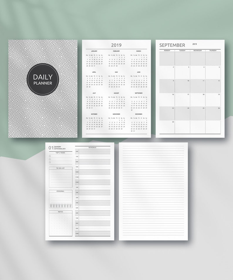 Printable Daily Planner 2022 2023 Agenda Inserts Day Etsy