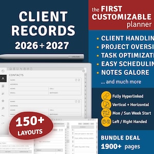 2026 + 2027 Client Record Book for reMarkable tablets (Digital Download)