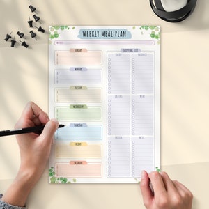 Meal Planner Printable, Weekly Menu Planner with Grocery List, Family Food Planner Template, Meal Plan Printable PDF, A4 A5 insert image 7