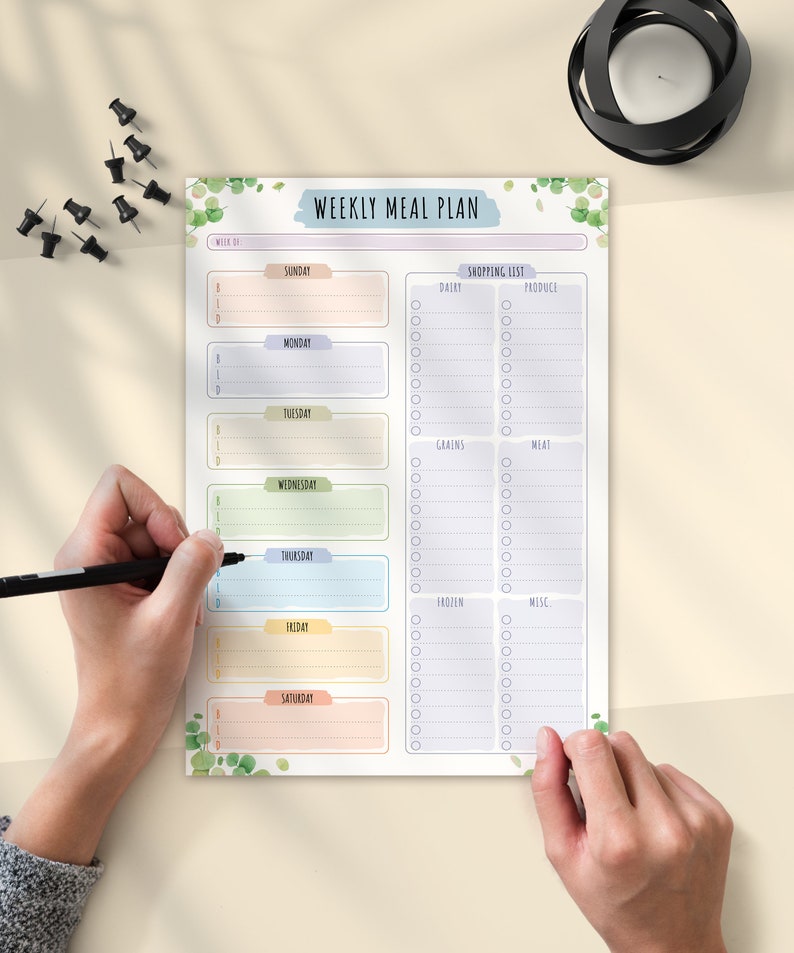 Meal Planner Printable, Weekly Menu Planner with Grocery List, Family Food Planner Template, Meal Plan Printable PDF, A4 A5 insert image 7