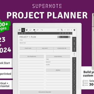 Supernote Project Planner, Business Project Management Planner, Project Tracker & Organizer, Meeting Notes