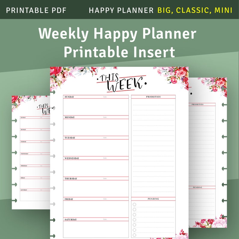 Weekly Refills for Happy Planner Classic / Big / Mini Week Etsy