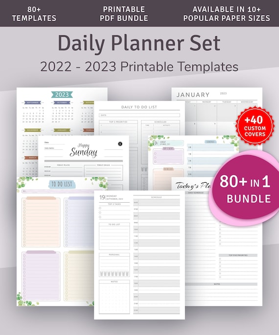 Buy 2024 2025 Daily Hourly Planner Templates Pack, Printable Daily Agenda  Templates 80 in 1 Bundle, Instant Download Printable PDF Online in India 