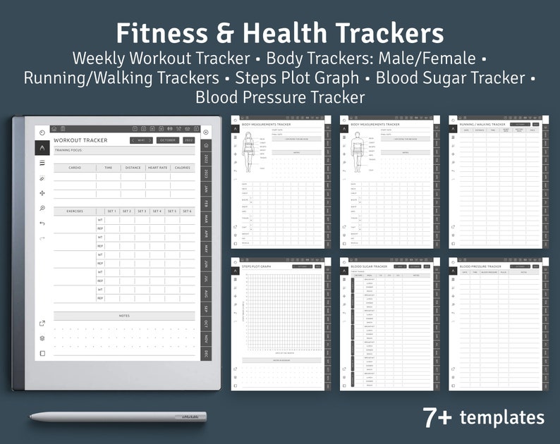 Health & Fitness Planner for Remarkable 2 / 1 2022 2023 Etsy