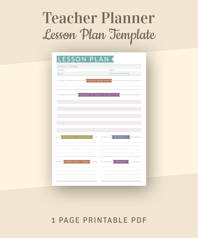 Teacher Lesson Plan Template, Printable Planner (PDF) - Etsy Canada