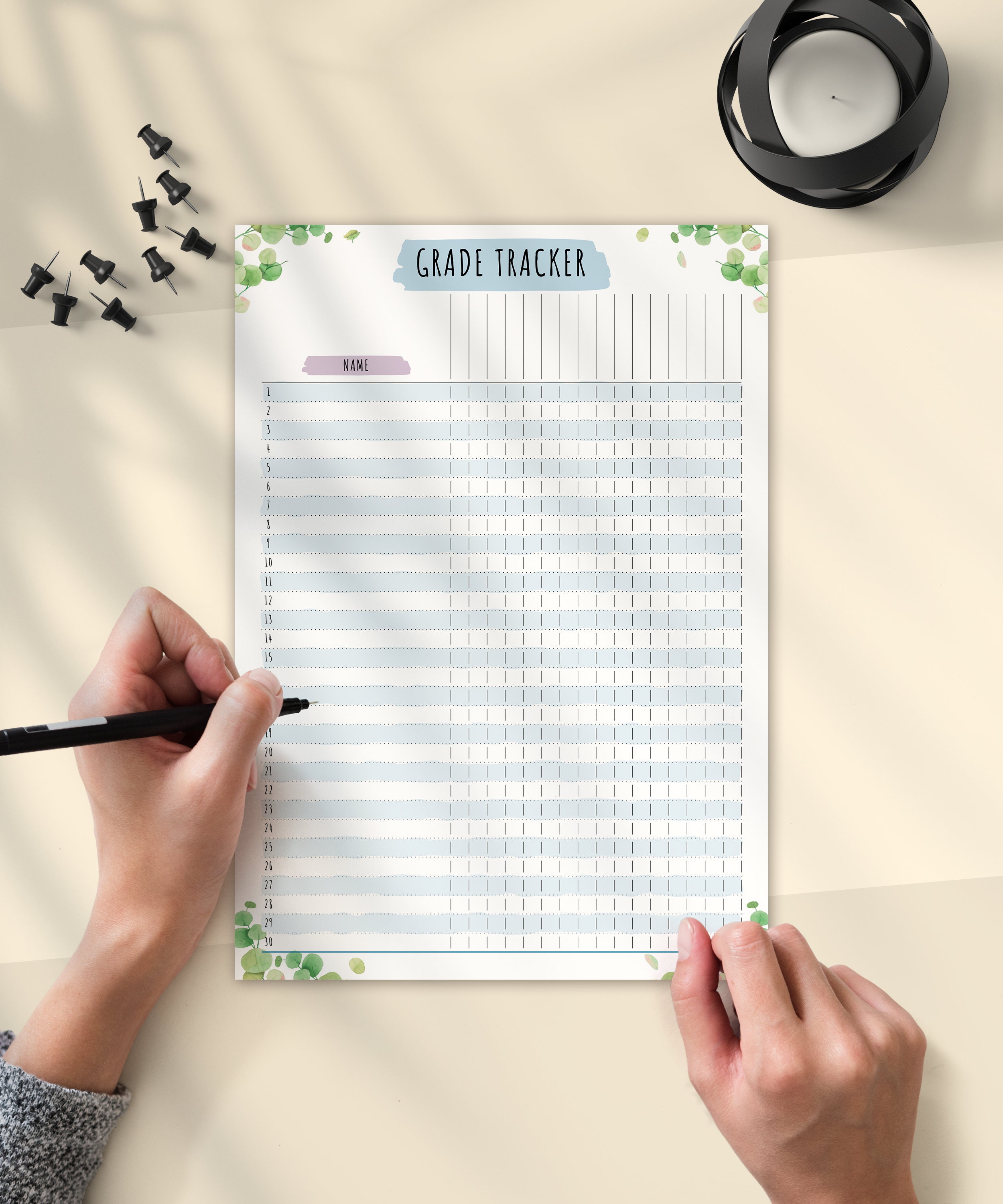 Printable Grade Tracker Template, Teacher Grade Log Sheet, Class ...